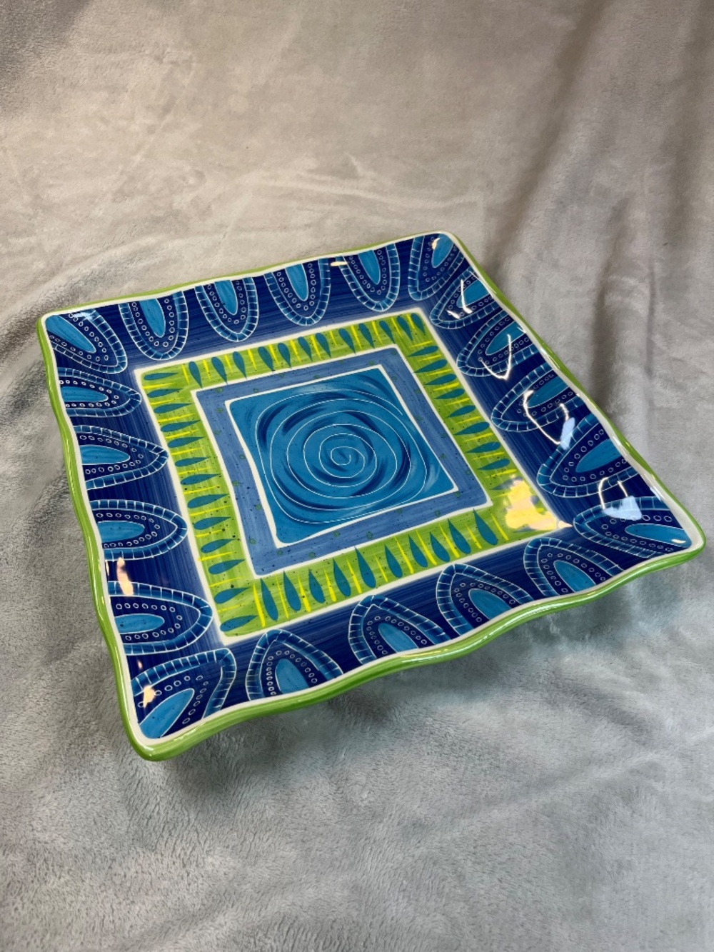 Certified International Tapas Square Large Ceramic Plate Joyce Shelton Studios